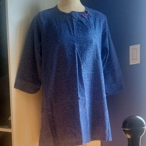 Fabindia Blue Textured Kurta with Round Neck